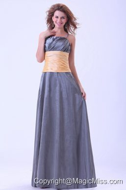 Dark Grey Prom Dress With Ruching Spaghetti Straps Floor-length