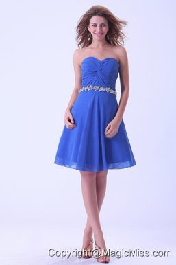 Royal Blue Prom / Homecoming Dress With Sweetheart Appliques Knee-length Chiffon