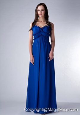 Popular Royal Blue Empire Straps Bridesmaid Dress Chiffon Floor-length