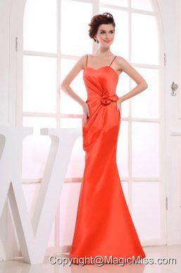 Hand Made Flower Decorate Bodice Spaghetti Straps A-line 2013 Prom Dress Floor-length