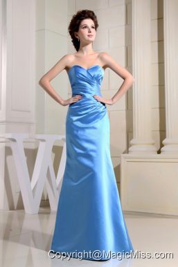 Blue Sweetheart and Ruch For Simple Custom Made Prom Dress