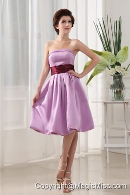 Sashes/Ribbons Simple Lavender Taffeta Knee-length Strapless A-Line Prom Dress