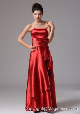 Custom Made Wine Red Column Prom Dress With Bows In New London Connecticut