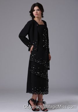 Black Jacket Straps and Beading For 2013 Mother Of The Bride Dress In Calabasas California