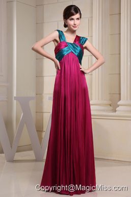 Asymmetrical Neckline For Prom Dress With Ruch and Hot Pink