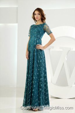 Empire Scoop Tulle Embroidery Ankle-length Mother of the Bride Dress Teal