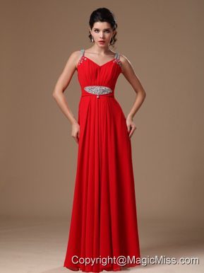 Red Beaded Decorate Shoulder Customize Empire 2013 New Style Evening Dress In Tuscaloosa Alabama