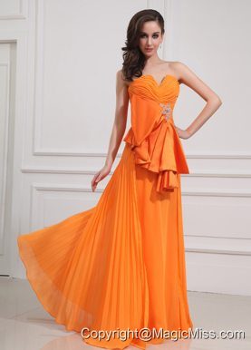 Beading Chiffon Sweetheart Floor-length Empire Orange Prom Dress