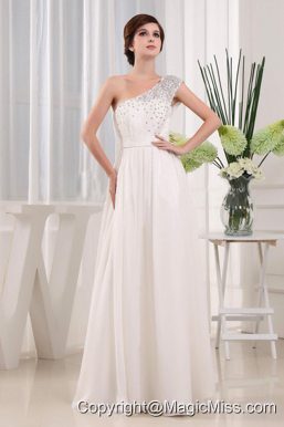 Pretty White One Shoulder Beading Prom Celebrity Dress In 2013
