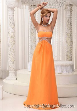 Sexy Orange Empire Prom / Evening Dress Beaded Decorate Bust Chiffon Custom Made