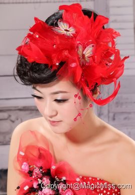 Hot Feather and Bow For Headpieces With Beading