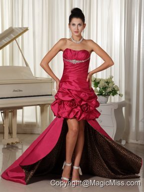 Custom Made Perfect Taffeat Prom Dress Ruched and Beading Bodice High-low
