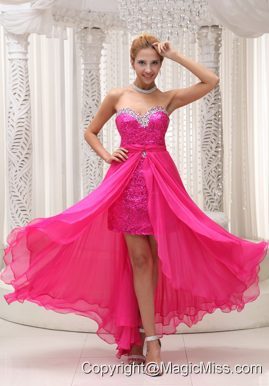 Hot Pink Beaded Decorate Sweetheart Neckline Detachable Chiffon and Sequin Prom / Evening Dress For Formal Evening