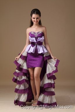 Multi-Color A-line Sweetheart High-low Taffeta Beading Prom Dress