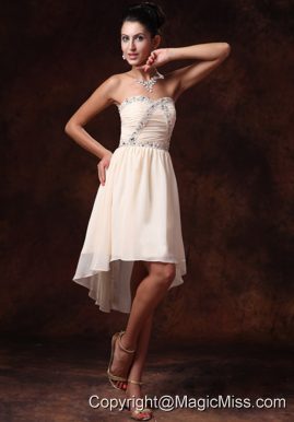 Champagne Empire Asymmetrical Sweetheart Chiffon 2013 Prom Gowns For Custom Made
