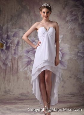White Empire Sweetheart High-low Chiffon Beading Prom / Homecoming Dress