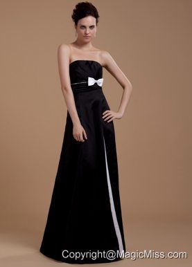 Bowknot A-Line Strapless Taffeta Floor-length Prom Dress