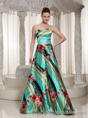 Colorful Printing Sweetheart A-line Prom Dress With Floor-length