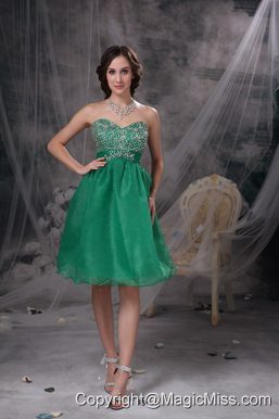 Green A-line Sweetheart Knee-length Organza Beading Prom / Cocktail Dress