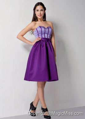 Purple A-line Sweetheart Knee-length Satin Cocktail Dress
