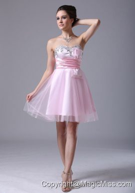 Tulle Sweetheart Floor-length Pink 2013 Cocktail Dress With Beading
