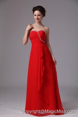 Red Sweetheart Beaded Ruch Chiffon Prom Dress For Prom Party In Lawrenceville Georgia