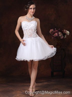 Appliques Sweetheart Knee-length For White Cocktail / Homecoming Dress In Kalamazoo