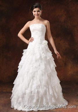 Ruffles Embroidery Decorate Bodice For 2013 Wedding Dress Custom Made