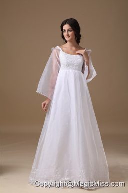 Beautiful A-line Scoop Floor-length Organza Lace Wedding Dress
