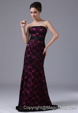Sexy Column Brush/Sweep Prom Dress Lace-up Strapless Lace