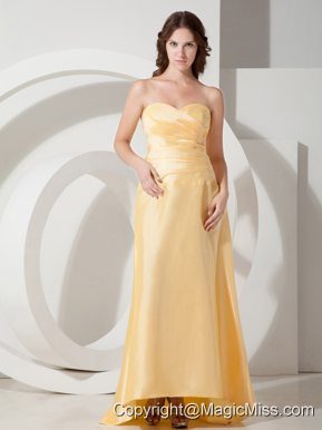 Yellow Empire Sweetheart Brush Taffeta Pleats Prom Dress
