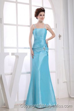 Spaghetti Straps Aqua Blue Beading Decorate Bodice Mermaid Floor-length 2013 Prom Dress