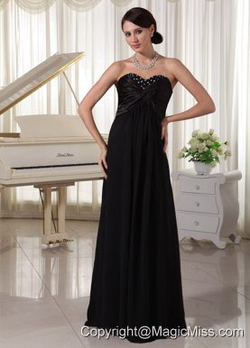 Sweetheart Beaded Black Satin and Chiffon Prom / Evening Dress For Formal Evening