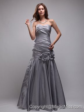 Gray Mermaid Sweetheart Floor-length Taffeta Hand Made Flowers Prom / Evening Dress