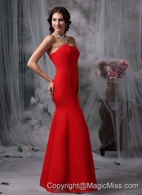 Red Mermaid Sweetheart Floor-length Chiffon Prom Dress