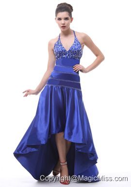 2013 Halter Beaded High-low For Royal Blue Prom Dress In Clinton