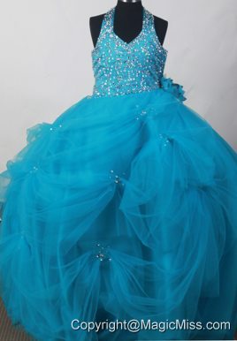 Exquisite Little Girl Pageant Dresses With Beaded Decorate Bodice and Hand Made Flowers