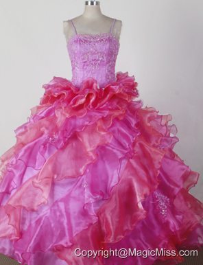 Brand New Ball Gown Little Girl Pageant Dress Beading and Ruffles Spaghetti Straps Floor-length