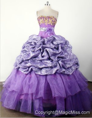 Modest Hand Made Flower Appliques Ball Gown Little Girl Pageant Dress Strapless Floor-length