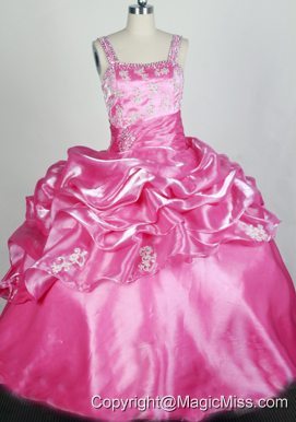 Rose Pink and Appliqes For Lovely Little Girl Pageant Dresses