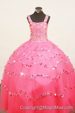 Custom Made Little Girl Pageant Dress BeadingStrap Floor-Length Organza