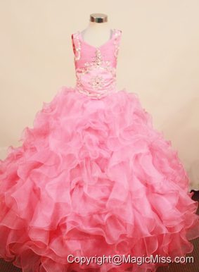 Best Ruffles 2013 Little Girl Pageant Dress Square Neck With Floor-Length Organza