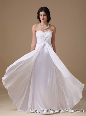 White Empire Sweetheart Floor-length Chiffon and Taffeta Lace Prom Dress