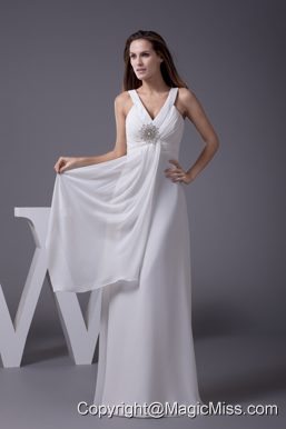 Perfect 2013 V-neck Column Long Beading Wedding Dress