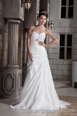The Most Popular A-line / Princess Sweetheart Court Train Taffeta Beading and Ruch Wedding Dress