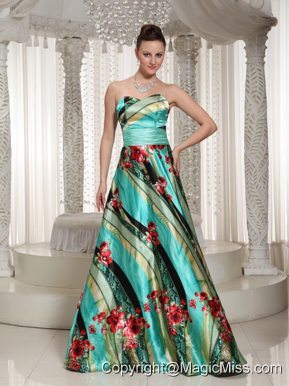 Colorful Pringting Sweetheart A-line Prom Dress With Floor-length