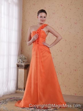Orange Empire One Shoulder Sweep / Brush Train Chiffon Prom Dress