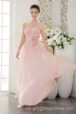 Pink Empire Sweetheart Floor-length Chiffon 3D Flower Prom / Evening Dress