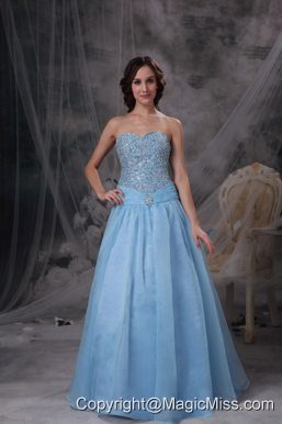 Impression Baby Blue A-line Sweetheart Prom Dress Oraganza Beading
