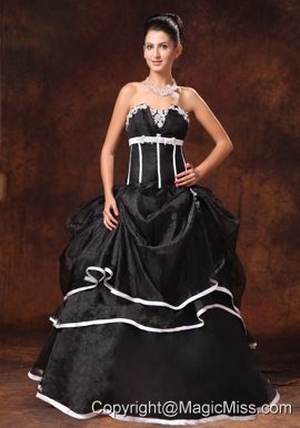 Black Organza A-line Strapless Appliques New Style 2013 Prom Gowns In Daphne Alabama